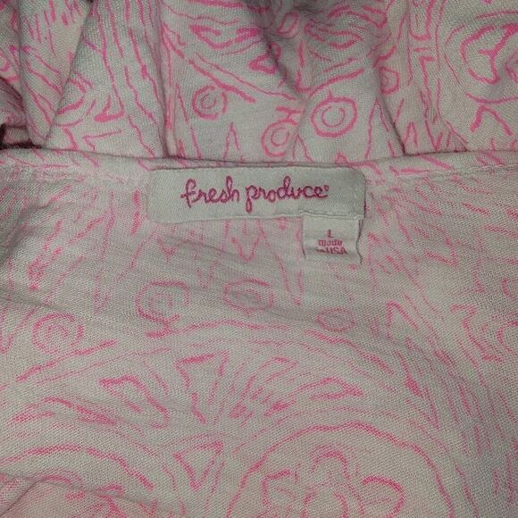 Fresh Produce Top Size Large Pink White Slub Tee Shirt - Picture 6 of 6